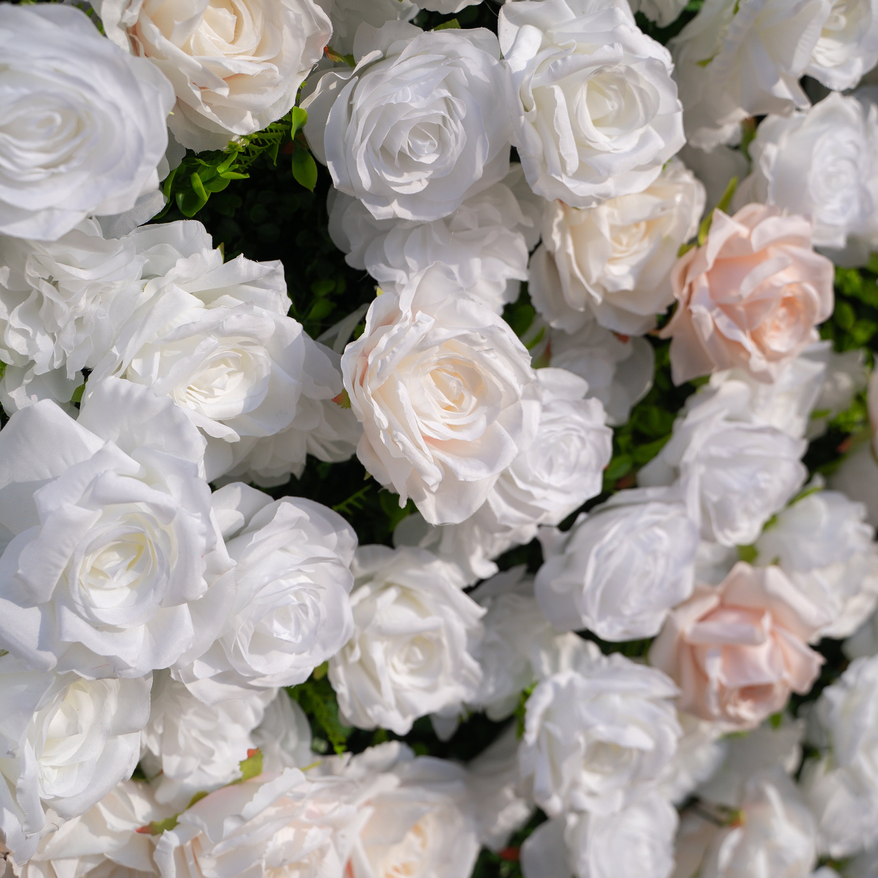 Nerina: 3D Elegant Ivory &amp; Nude Silk Rose Flower Wall Roll Up Fabric Floral Curtain for Wedding Events Decor