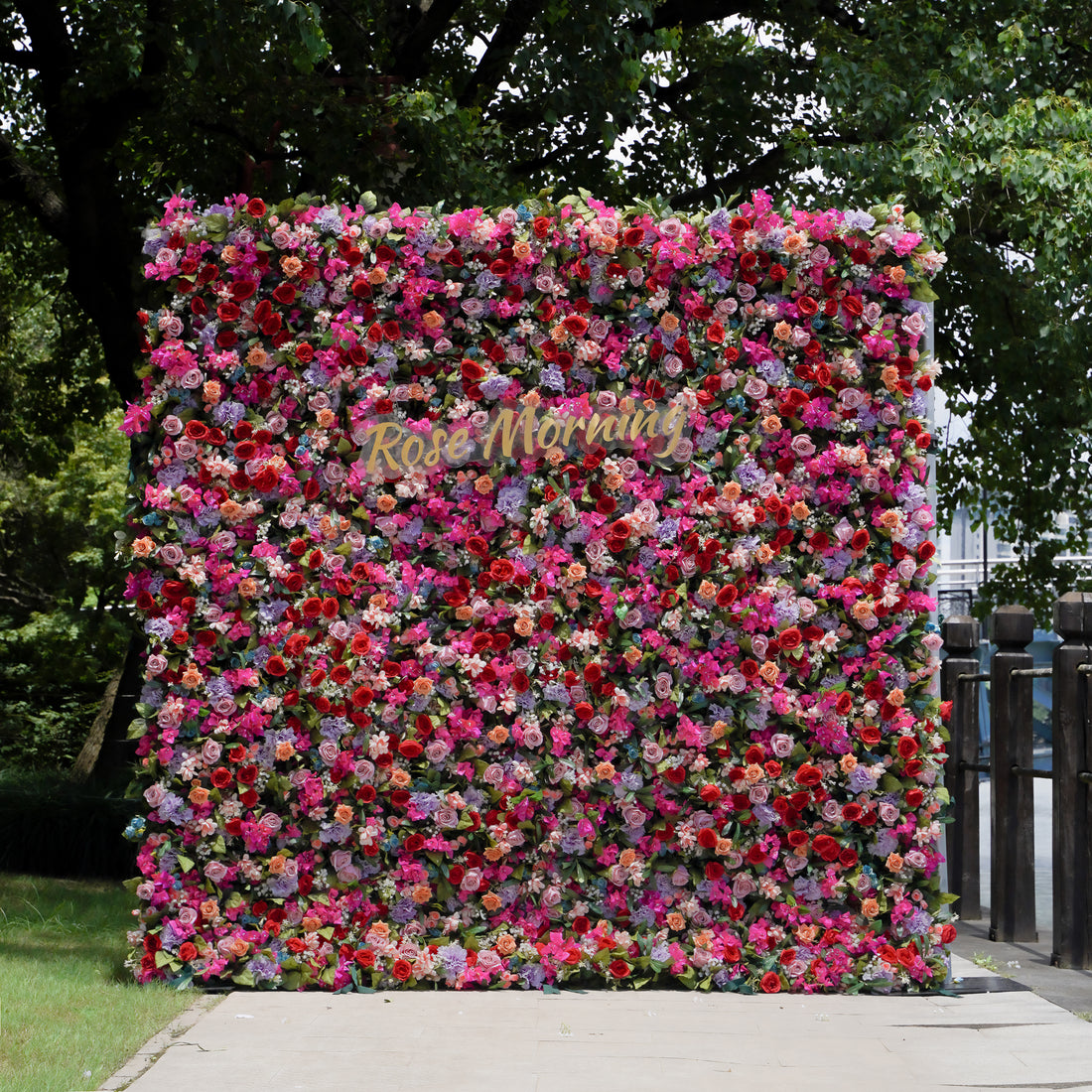 NooZay: 5D 2023 Fabric Artificial Flower Wall Rolling Up Curtain Flower Wall R904 - 8ft*8ft Rose Morning