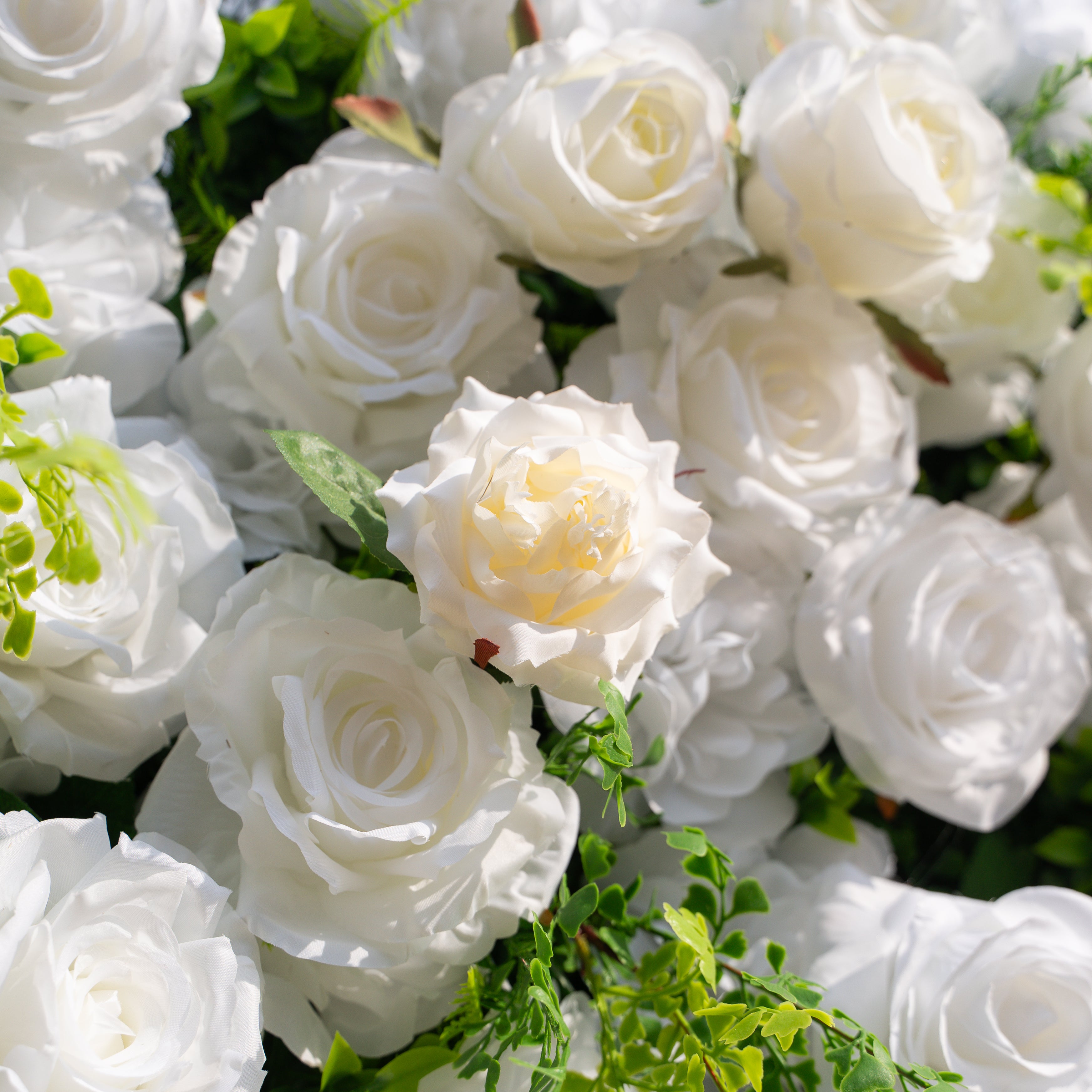 Oriana: 3D White Rose Flower Wall Backdrop Roll Up Fabric Curtain for Wedding Decor