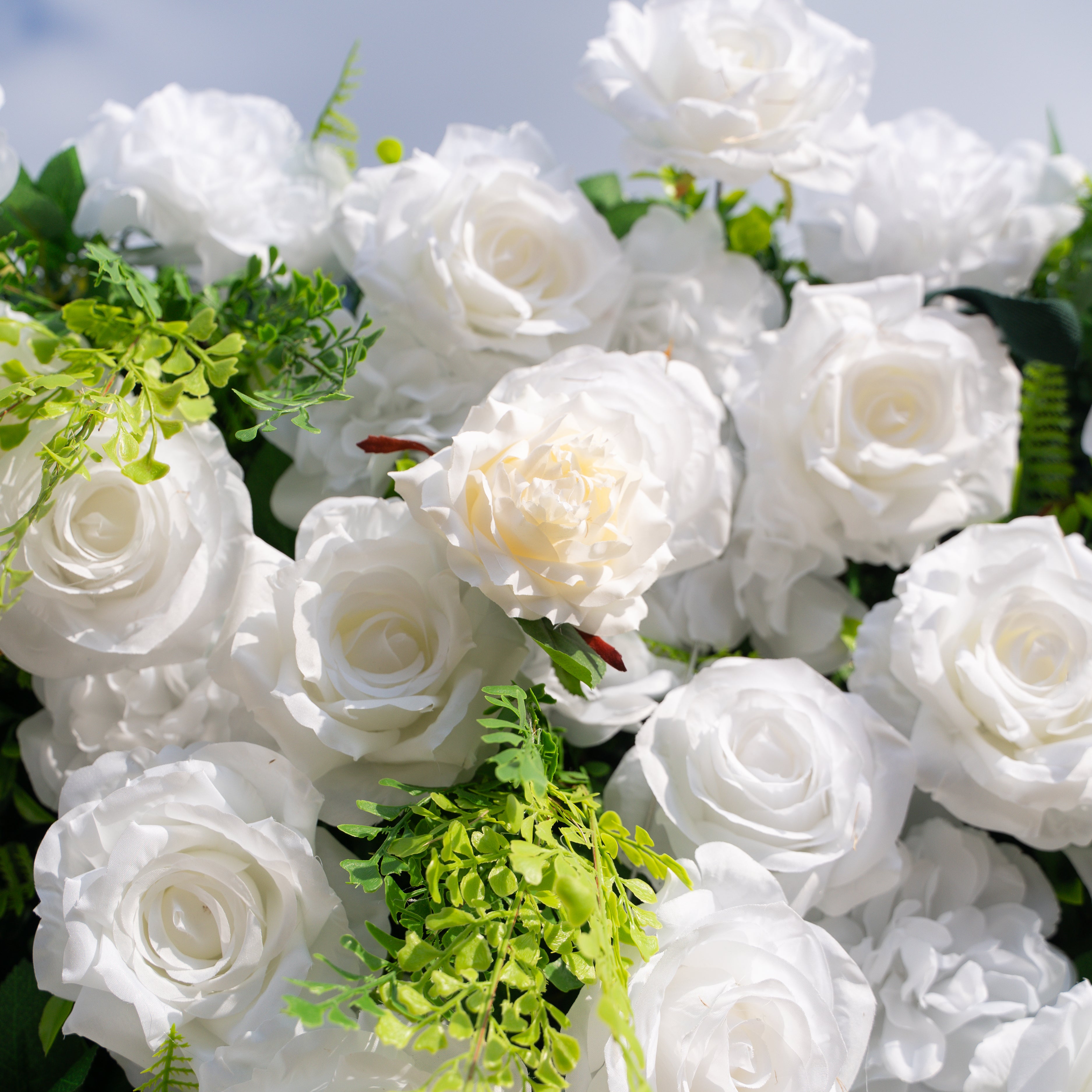 Oriana: 3D White Rose Flower Wall Backdrop Roll Up Fabric Curtain for Wedding Decor