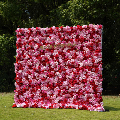 Peyton:  3D Fabric Artificial Flower Wall Rolling Up Curtain Flower Wall 8ft*8ft -R038 Rose Morning
