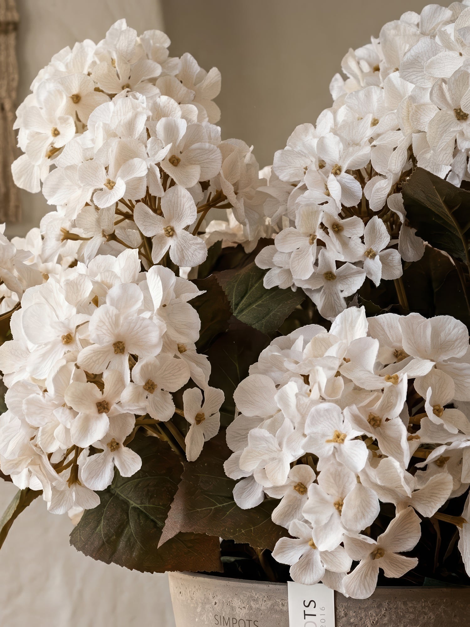 Lifelike 21" Vintage White Hydrangea Potted Plant - Premium Artificial Floral Arrangement for Home Decor