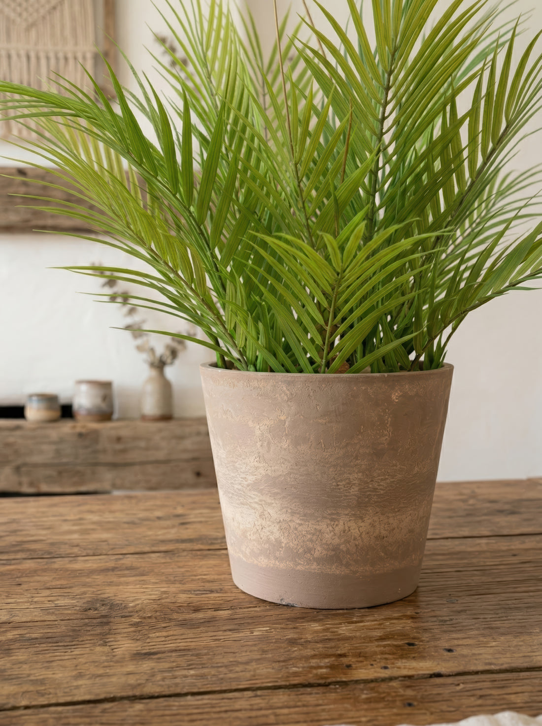 21.6" Artificial Areca Palm Plant -Potted Greenery for Modern Boho Home Decor