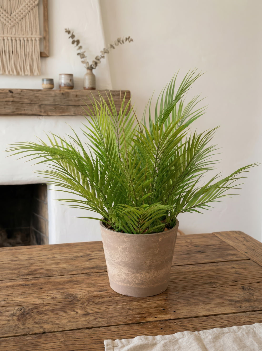 21.6" Artificial Areca Palm Plant -Potted Greenery for Modern Boho Home Decor