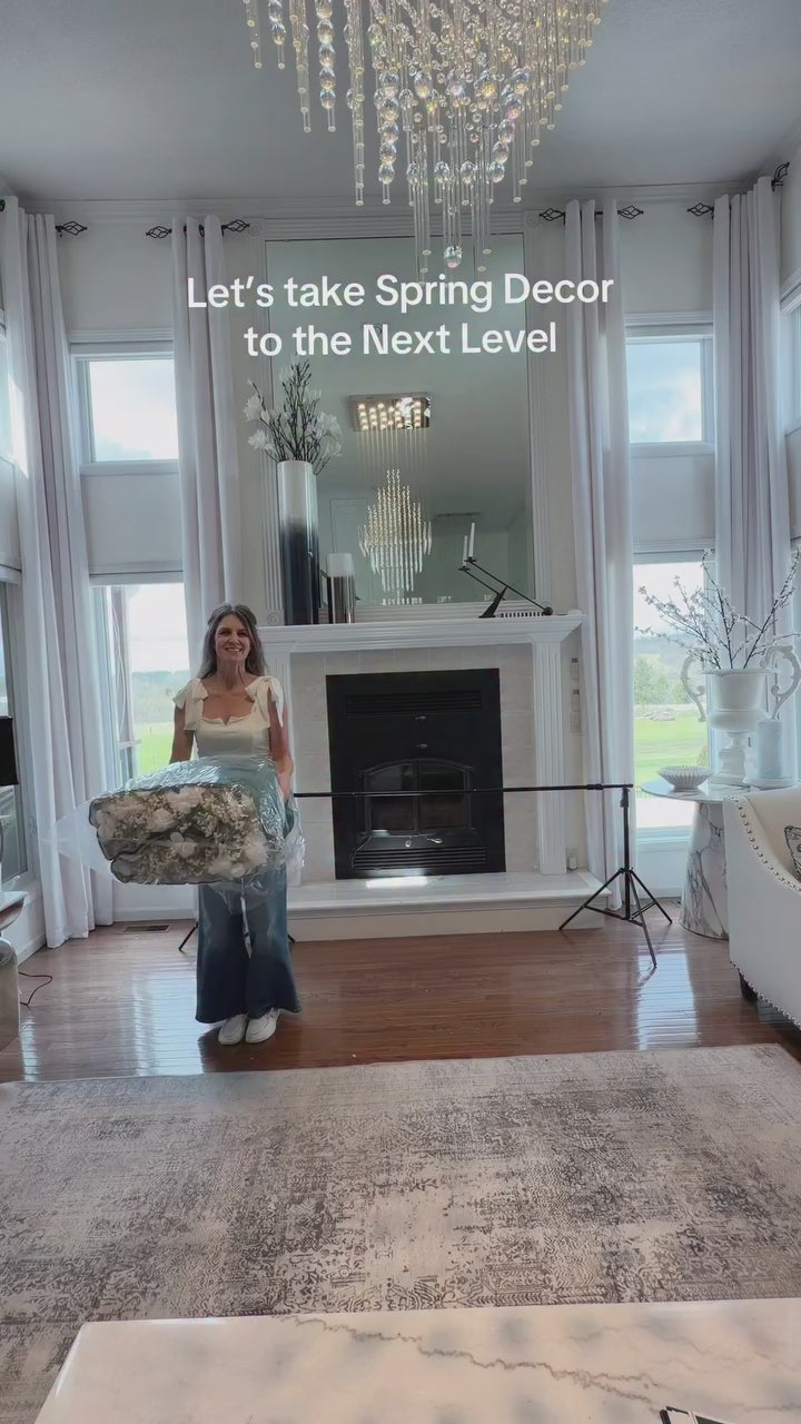 Shimmer Baby Breath wall：3D Fabric Artificial rolling up curtain flower wall Only USA