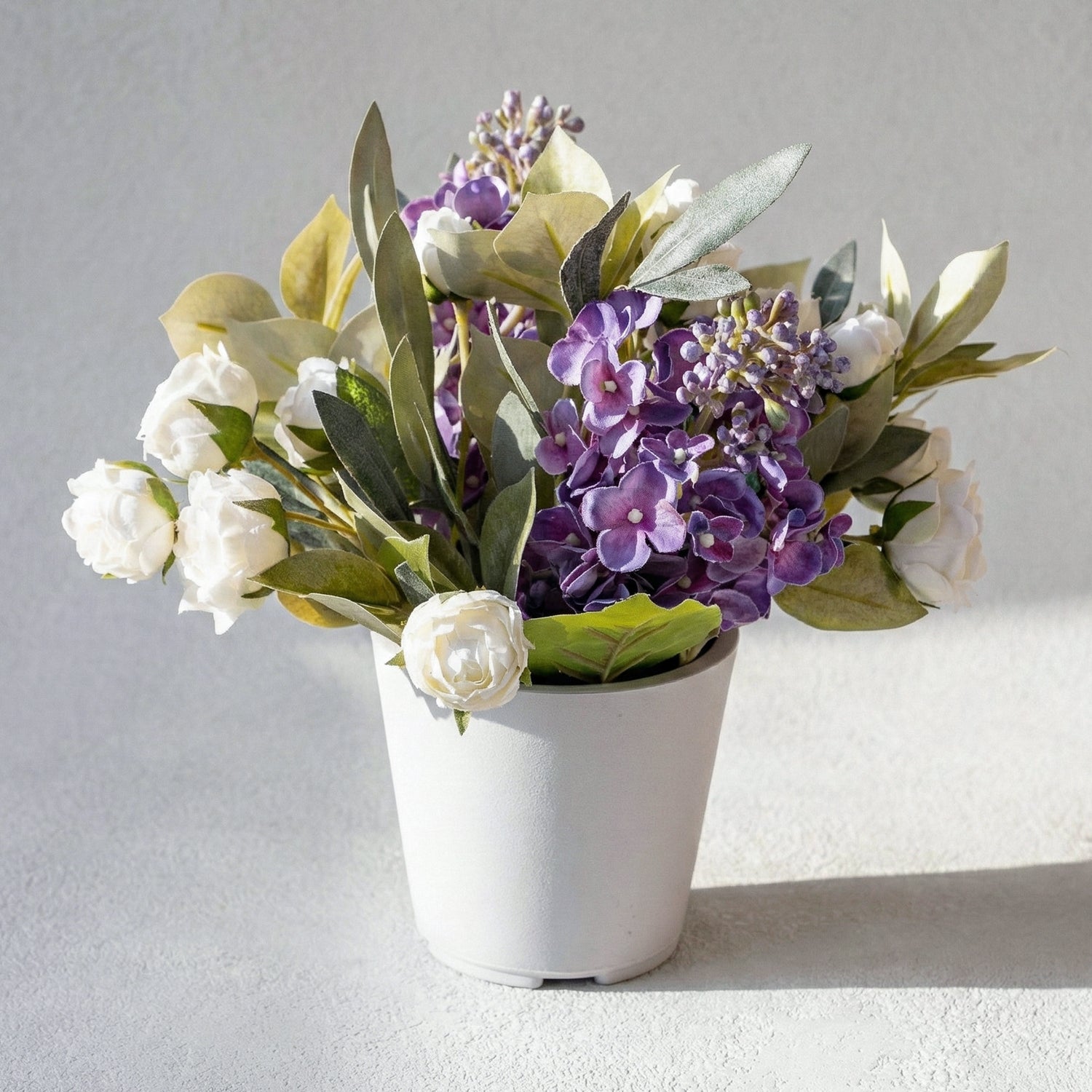 Artificial Lilac and Olive in Plastic Pot – Indoor Tabletop Display