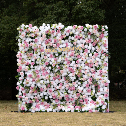 Queena：4D Fabric Artificial zip up curtain flower wall 8ft*8ft (Ready to ship-Only USA)