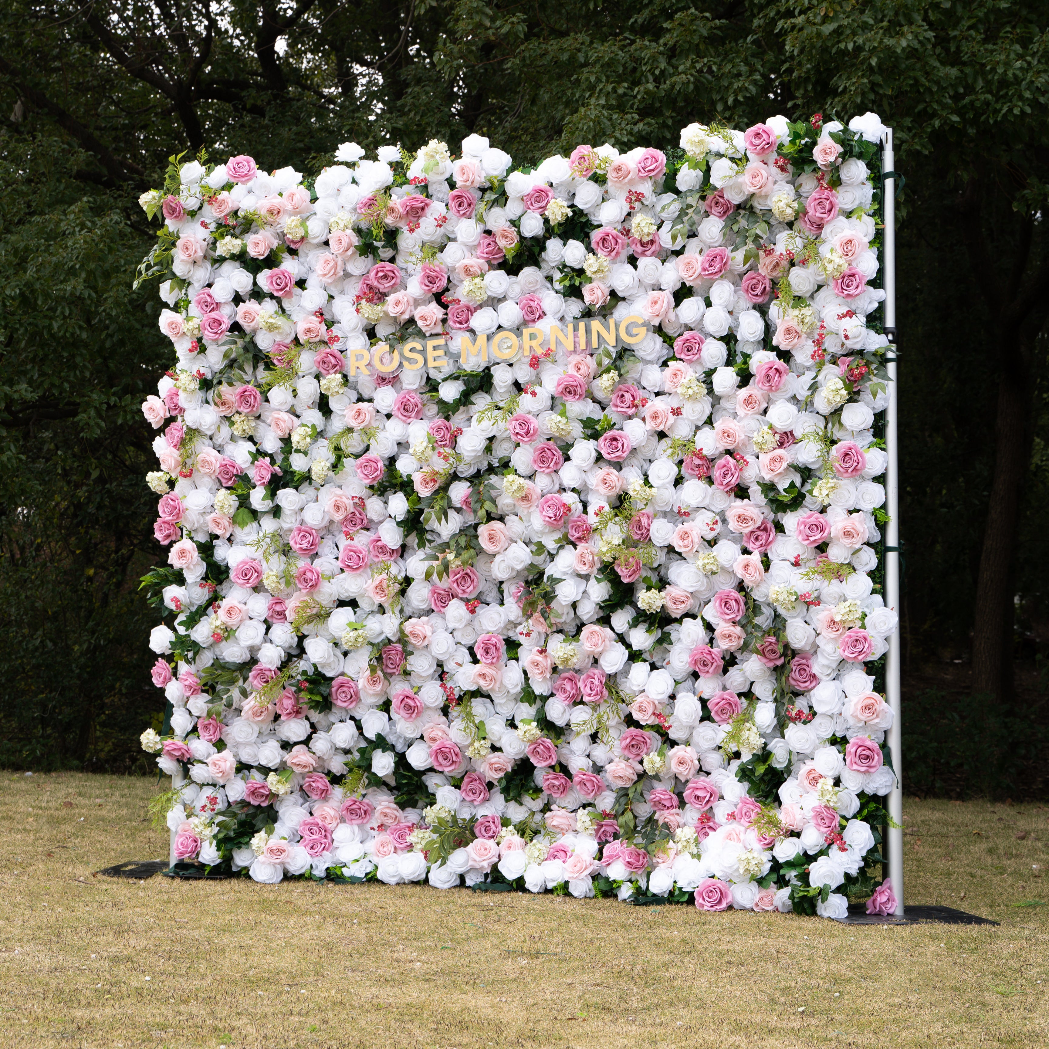 Queena：4D Fabric Artificial zip up curtain flower wall 8ft*8ft (Ready to ship-Only USA)