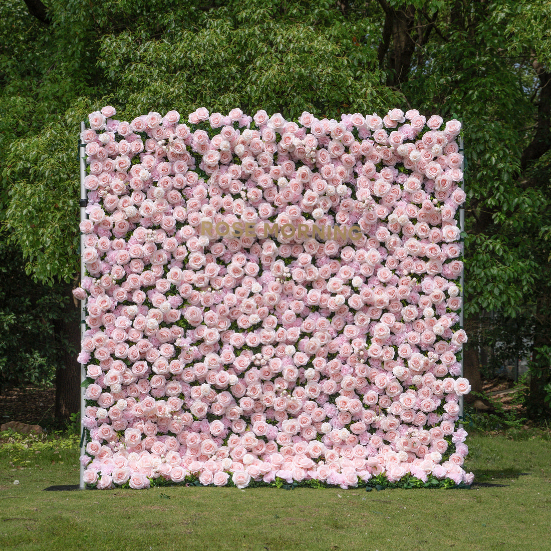 CP Querido wall:One Fabric Backdrop Artificial rolling up flower wall + 3 bunches of rose flowers + 10 bunches of baby breath