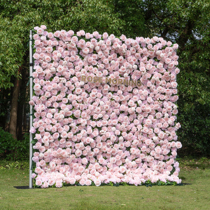 Querido：3D Fabric Artificial rolling up curtain flower wall