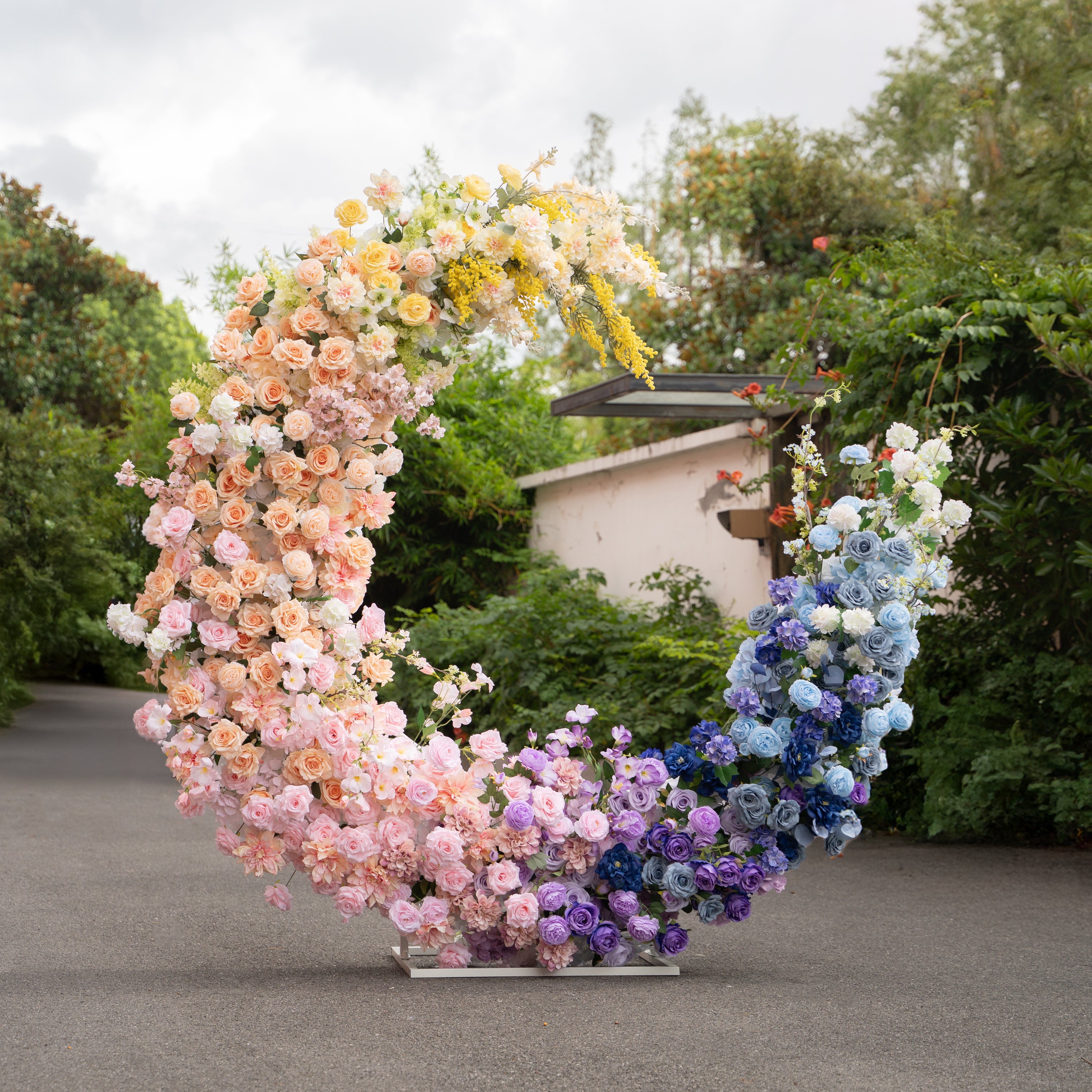 Rainbow Wedding Party Background Floral Arch Decoration