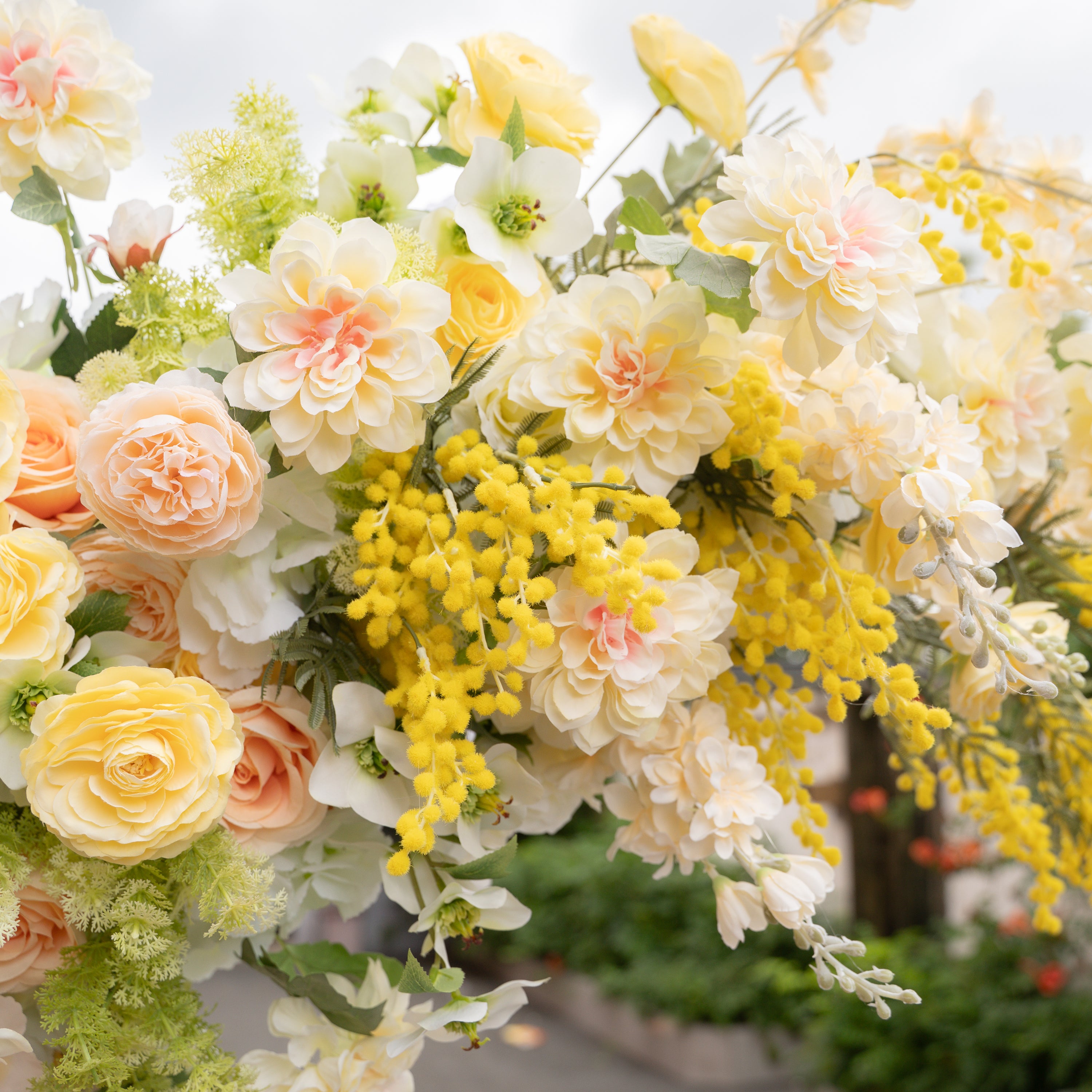 Rainbow Wedding Party Background Floral Arch Decoration