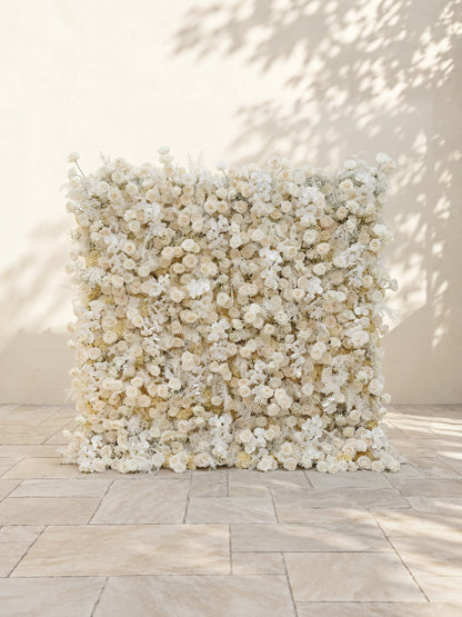 Zelaria:5D Cream White &amp; Ivory White Silk Rose Flower Wall Roll-Up Fabric Backdrop for Romantic Weddings &amp; Proposals