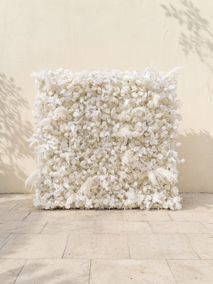 Zarenbelle: Classic White 5D Flower wall with Roses and Pampas for Wedding&amp;Event Decor zarenbelle front