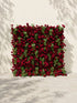 Velrella:Luxury 5D Red Roses Silk Floral Wall with Greenery Roll-Up Backdrop for Romantic Weddings