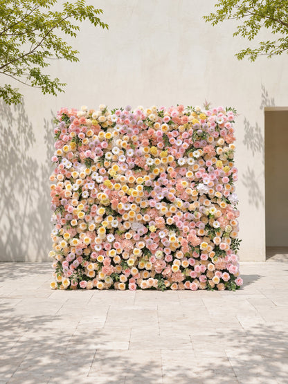 Sirensola:5D Peach Orange, Blush Pink &amp; Ivory White Silk Rose Flower Wall Roll-Up Fabric Backdrop for Romantic Weddings &amp; Proposals