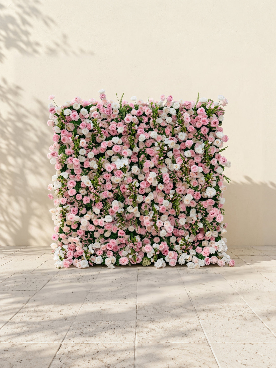 Selenessa:Premium 5D Blush &amp; Soft Pink Floral Wall Roll-Up Backdrop for Whimsical Bridal Showers