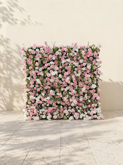Selenessa:Premium 5D Blush &amp; Soft Pink Floral Wall Roll-Up Backdrop for Whimsical Bridal Showers