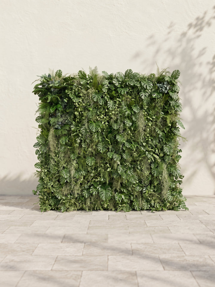 Raelira: Luxury 5D Green Silk Floral Wall Roll-Up Backdrop for Elegant Minimalist Weddings