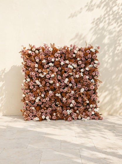 Orelloria:Luxury 5D Terracotta &amp; Dusty Rose Silk Floral Wall Roll-Up Backdrop for Rustic Fall Weddings