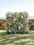 Marellina:5D Green & Ivory White Silk Rose Flower Wall Roll-Up Fabric Backdrop for Romantic Weddings & Proposals