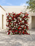 Maelelia: Premium 4D Crimson Rose & White Daisy Silk Flower Wall with Botanical Textures for Bold Branding Events
