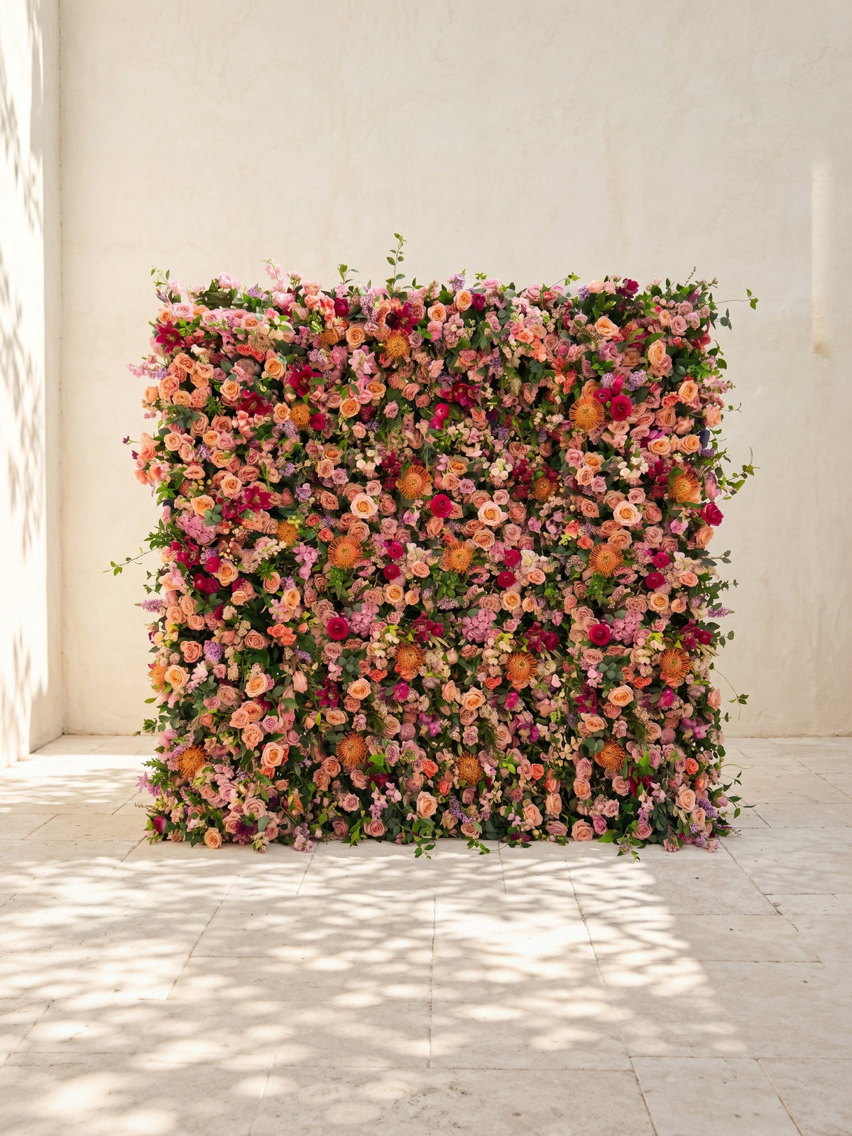 Lumvale:5D Boho Autumn Mixed Warm Tone Silk Rose Flower Wall Roll-Up Fabric Backdrop for Romantic Weddings &amp; Proposals