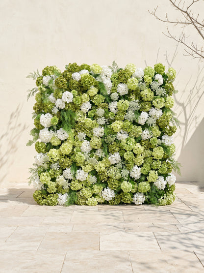 Ivelenna:Serene 5D Light Green &amp; White Floral Wall Roll-Up Backdrop for Spring-Themed Celebrations