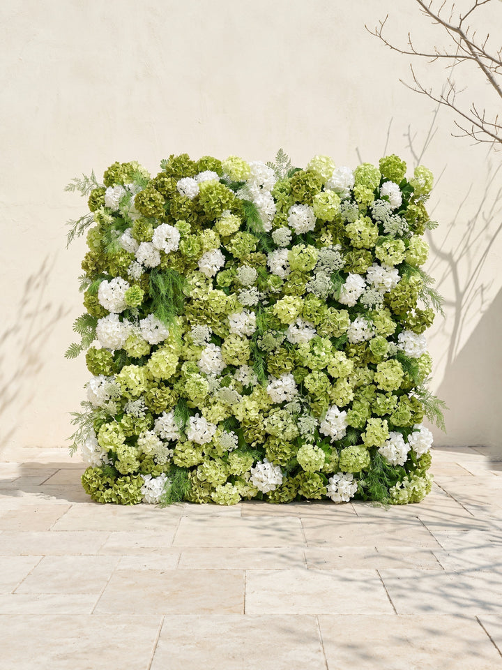 Ivelenna:Serene 5D Light Green & White Floral Wall Roll-Up Backdrop for Spring-Themed Celebrations