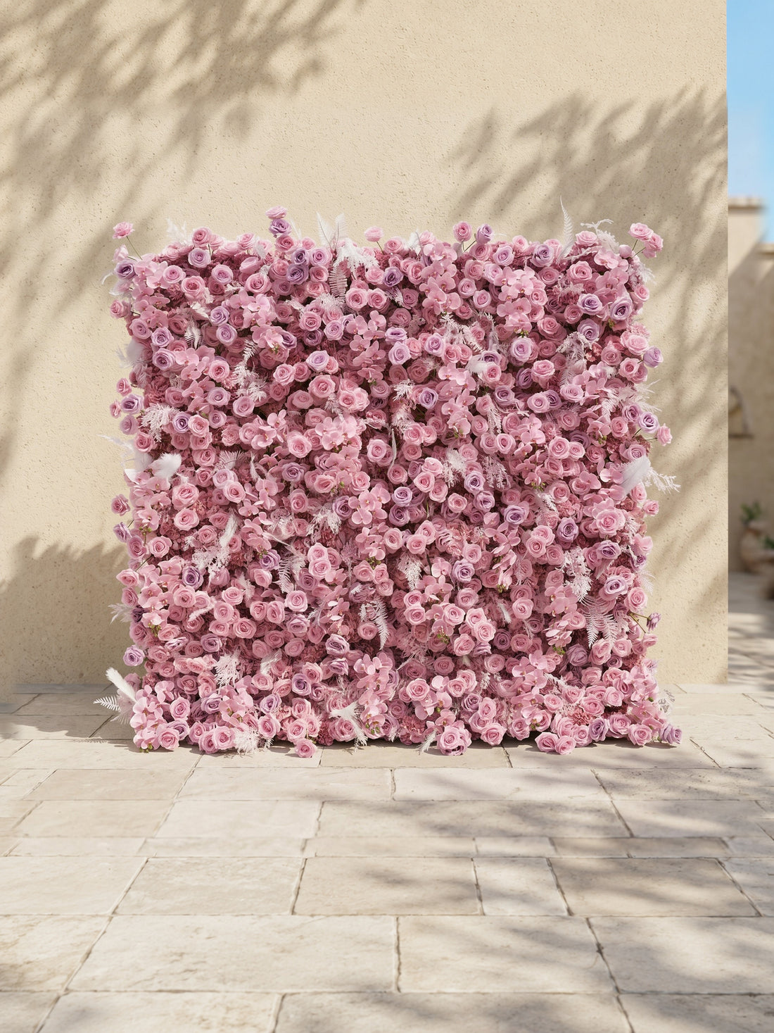 Emberiva: Luxury 5D Pink Silk Floral Wall Roll-Up Backdrop for Elegant Minimalist Weddings