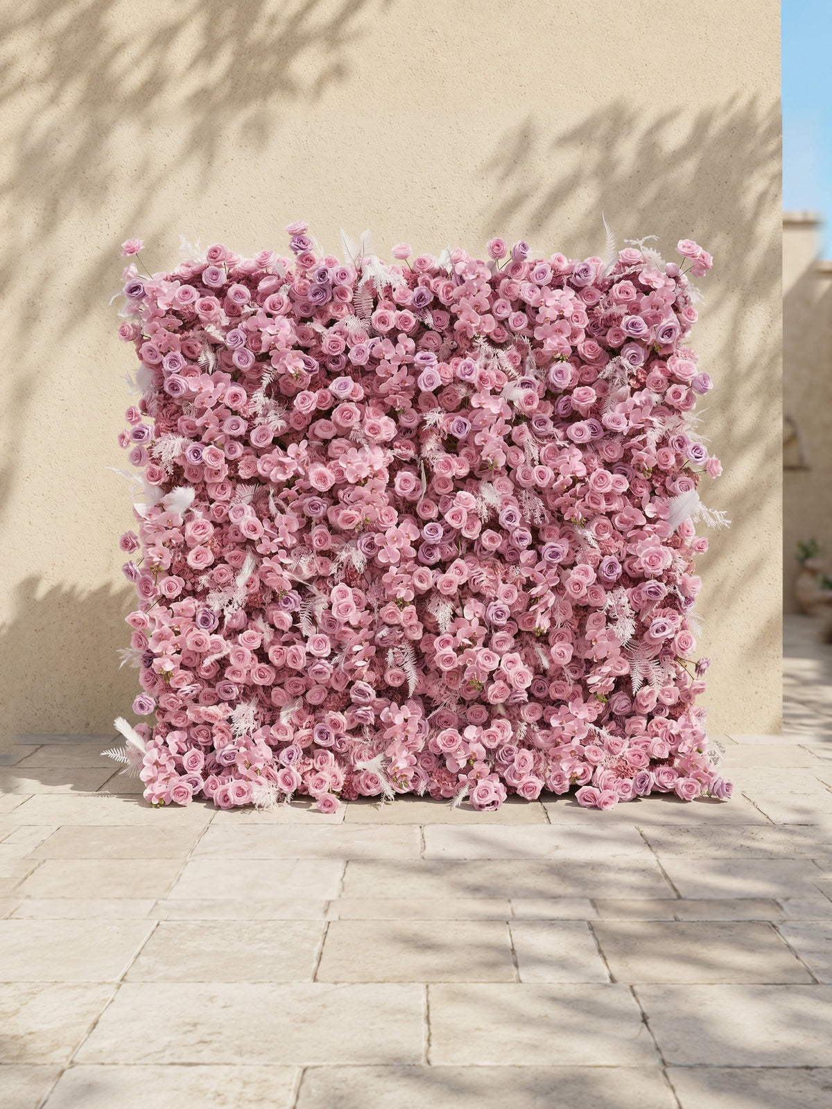 Emberiva: Luxury 5D Pink Silk Floral Wall Roll-Up Backdrop for Elegant Minimalist Weddings