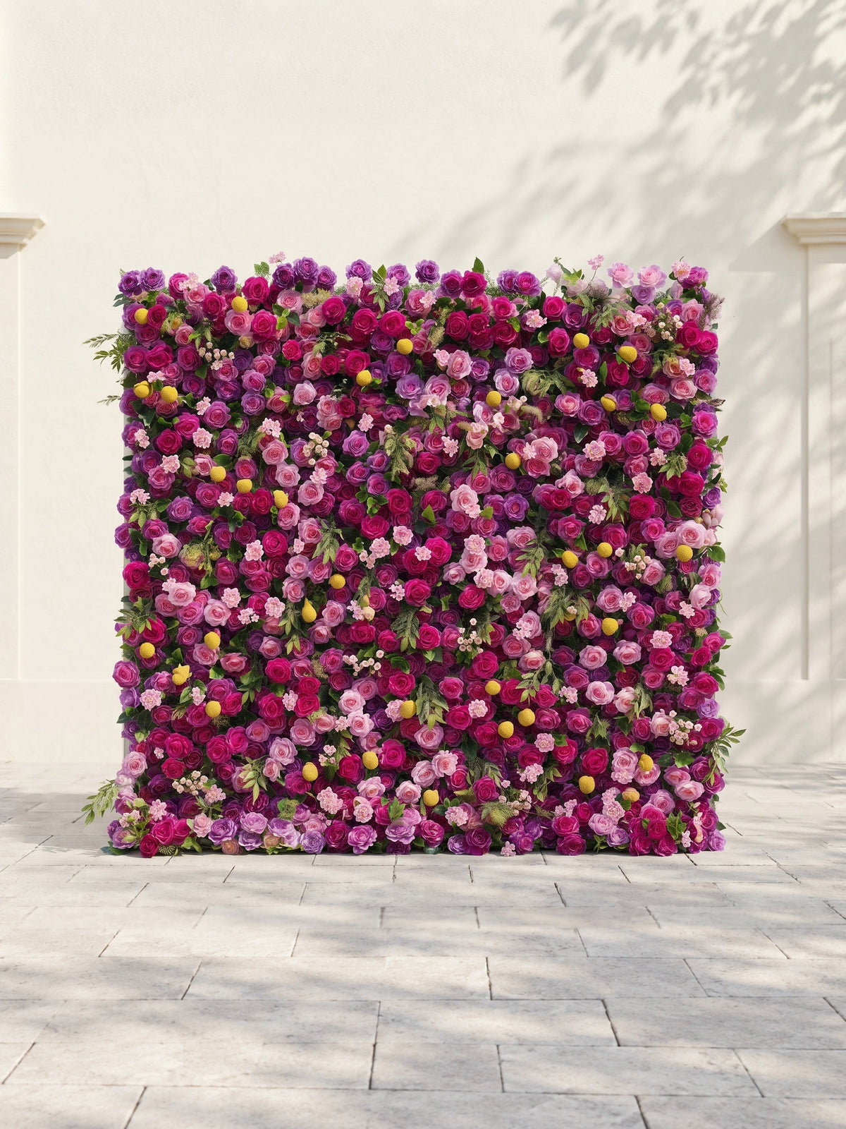 Daelsora: Luxury 5D Berry Purple &amp; Fuchsia Pink Silk Floral Wall Backdrop for Modern Weddings &amp; Galas