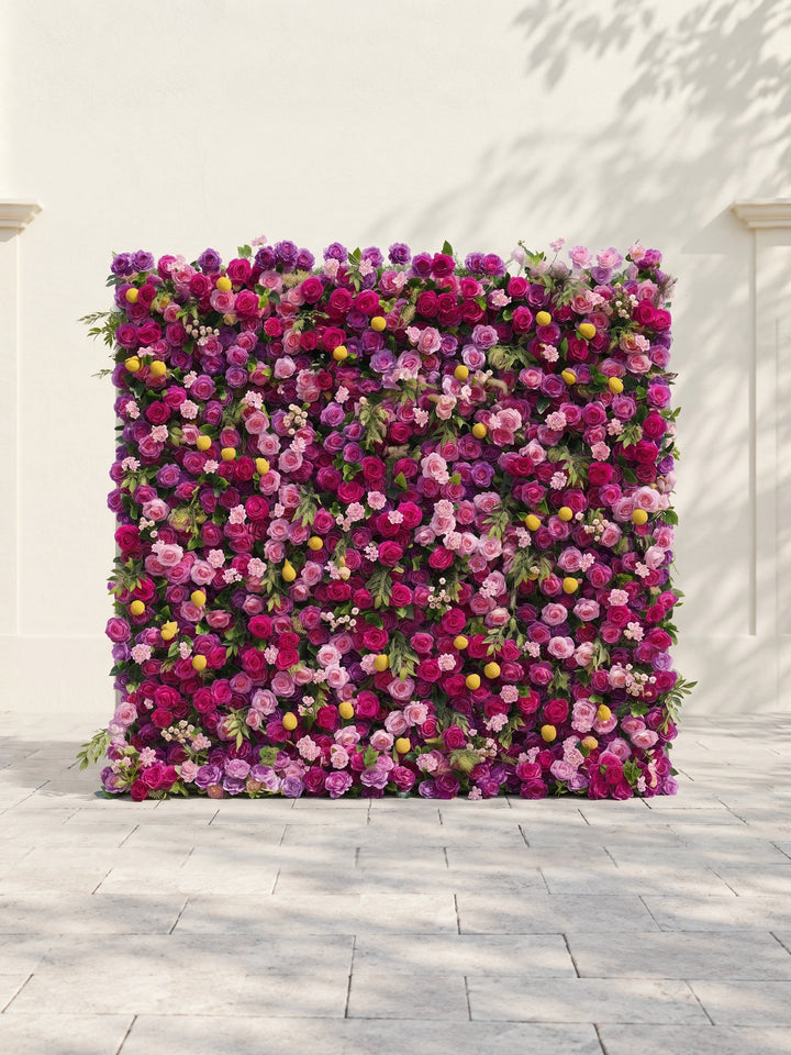 Daelsora: Luxury 5D Berry Purple & Fuchsia Pink Silk Floral Wall Backdrop for Modern Weddings & Galas