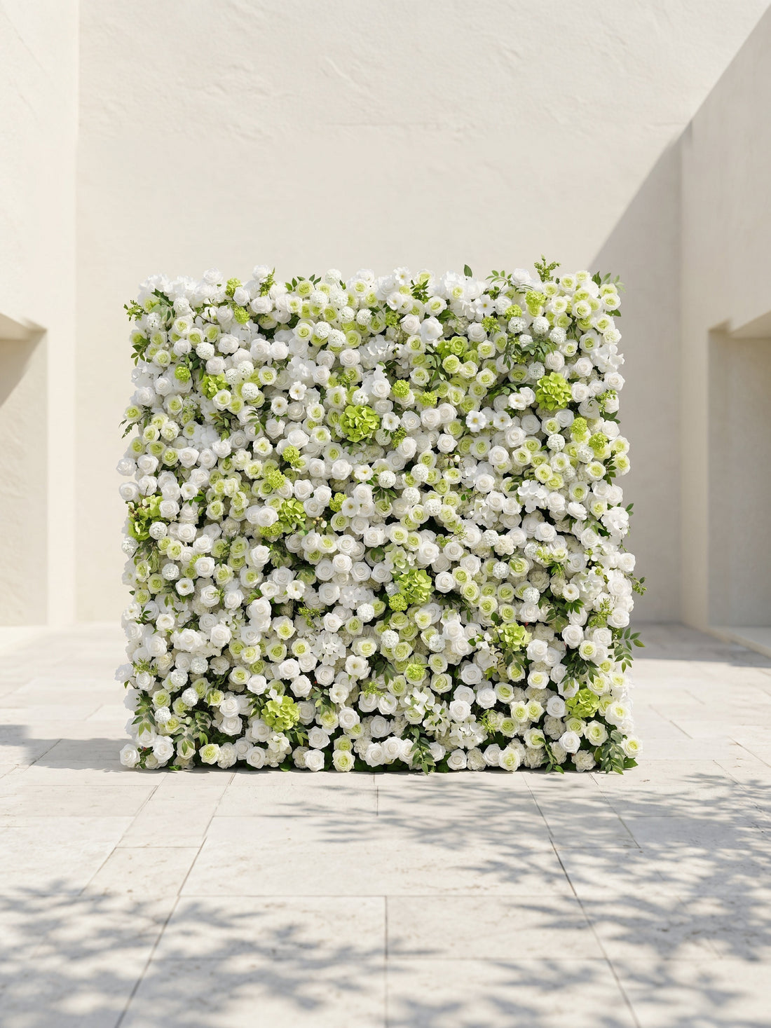 Cordelle: Luxury 4D Creamy White &amp; Fresh Green Silk Floral Wall Backdrop for Organic Garden Weddings