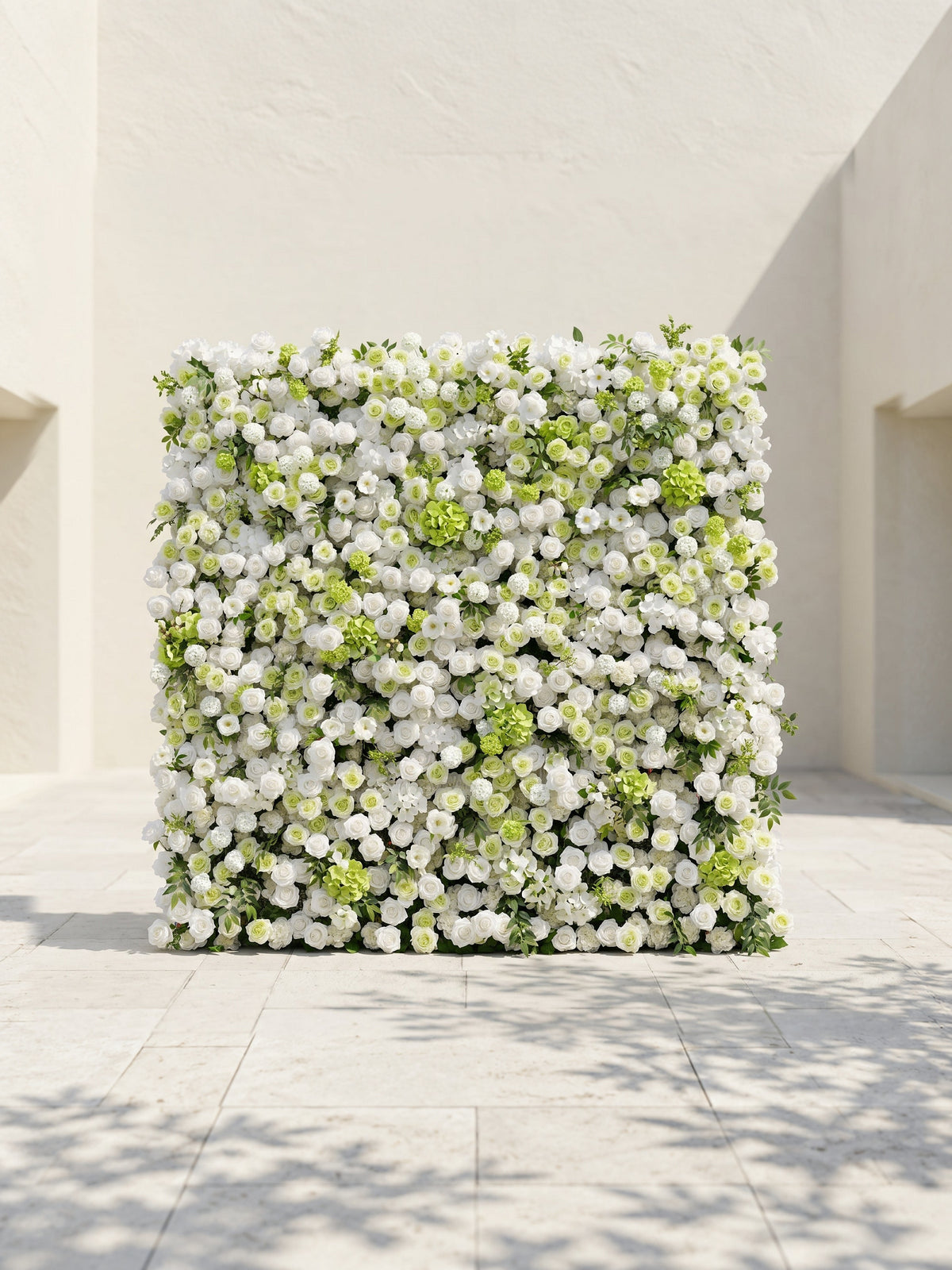 Cordelle: Luxury 4D Creamy White &amp; Fresh Green Silk Floral Wall Backdrop for Organic Garden Weddings