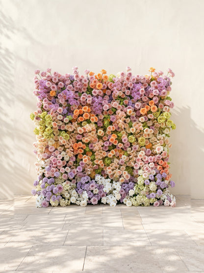 Camilvella: Premium 5D Pastel Rainbow Silk Flower Wall with Cascading Orchids &amp; Hydrangeas for Modern Dreamy Parties