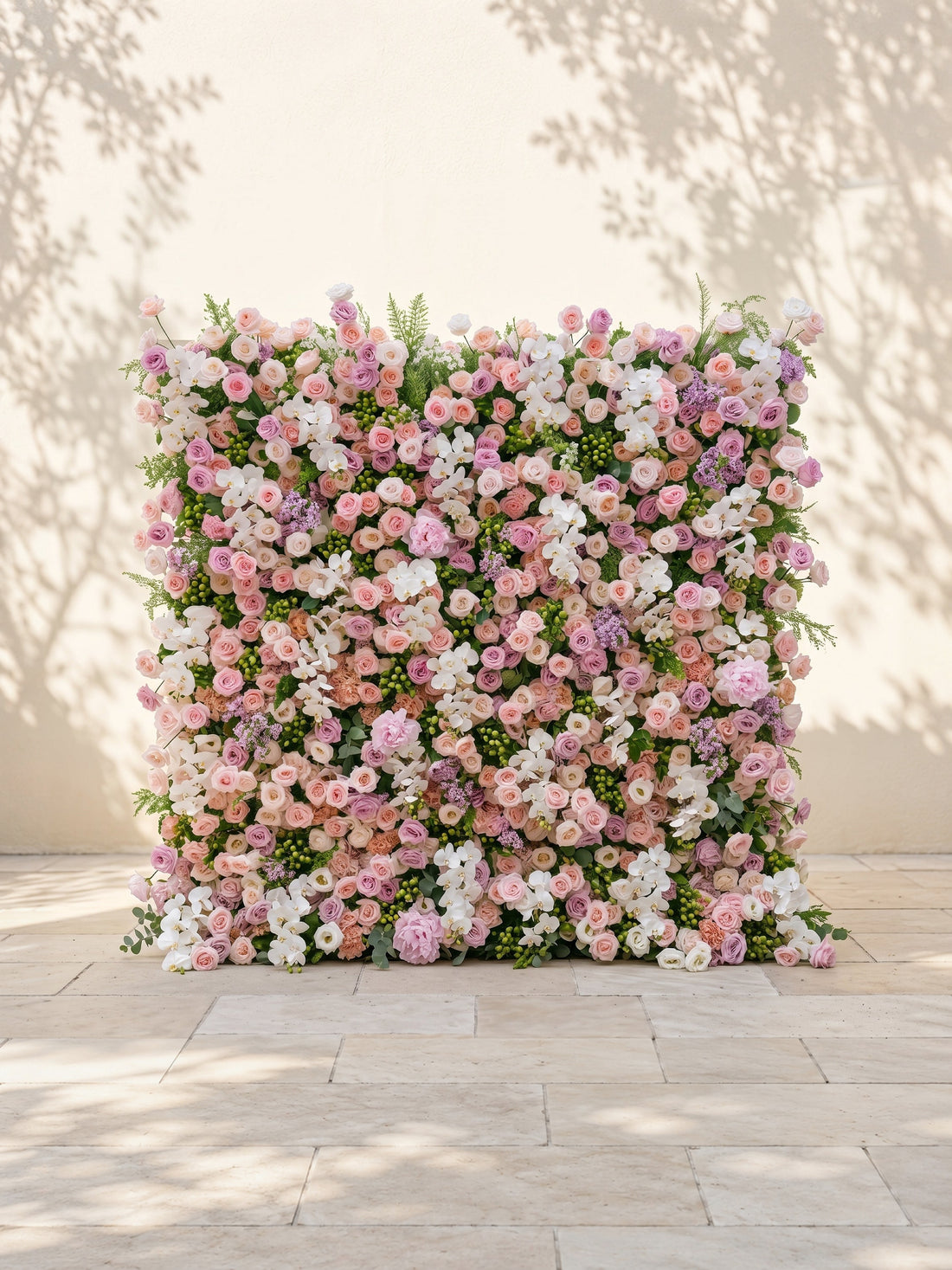 Calrielle:5D Mixed Blush Pink, Peach &amp; Ivory White Silk Rose Flower Wall Roll-Up Fabric Backdrop for Romantic Weddings &amp; Proposals