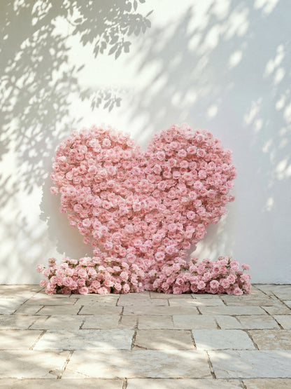 Orelune: 3D Ethereal Blush Pink Heart-Shaped Artificial Floral Backdrop for Romantic Wedding &amp; Proposal