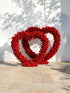Selorae: Double Heart-Shaped Red Silk Rose Flower Arch Floral Arrangement for Minimalist Weddings