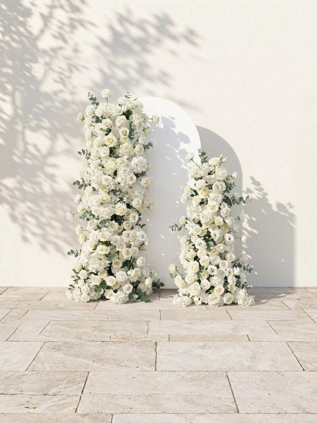 White Rose Eucalyptus Wedding Background Arch KT Backdrop Decorative Flower Row Excludes Frame
