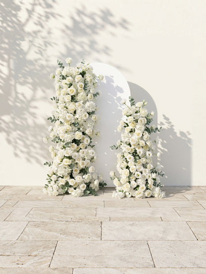 White Rose Eucalyptus Wedding Background Arch KT Backdrop Decorative Flower Row Excludes Frame