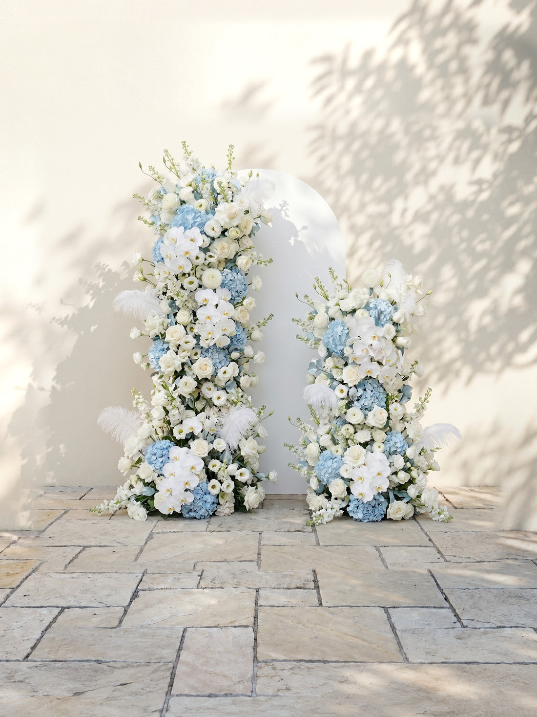 Sky Blue Hydrangea White Orchid Rose Wedding Background Arch KT Backdrop Decorative Flower Row Excludes Frame