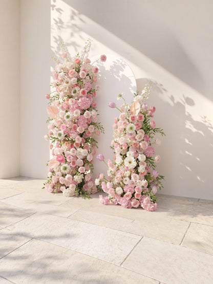 Elettra: Pink Rose Tulip Calla Lily Wedding Background Arch KT Backdrop Decorative Flower Row Excludes Frame