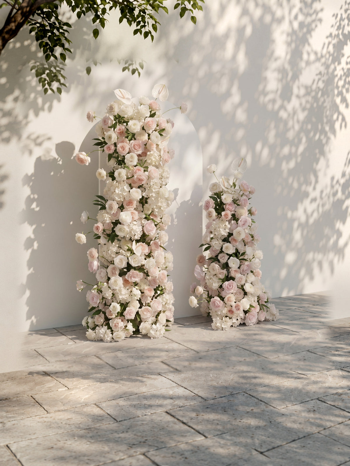 Fenna: Pink White Rose Calla Lily Wedding Background Arch KT Backdrop Decorative Flower Row Excludes Frame