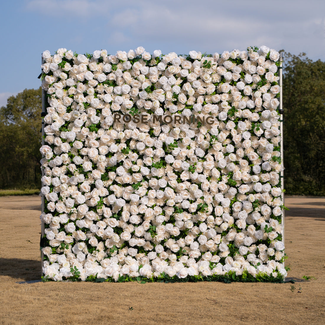 Sable: 3D Elegant Light Champagne &amp; Ivory Floral Wall with Roll-Up Fabric Base for Wedding &amp; Events Decor