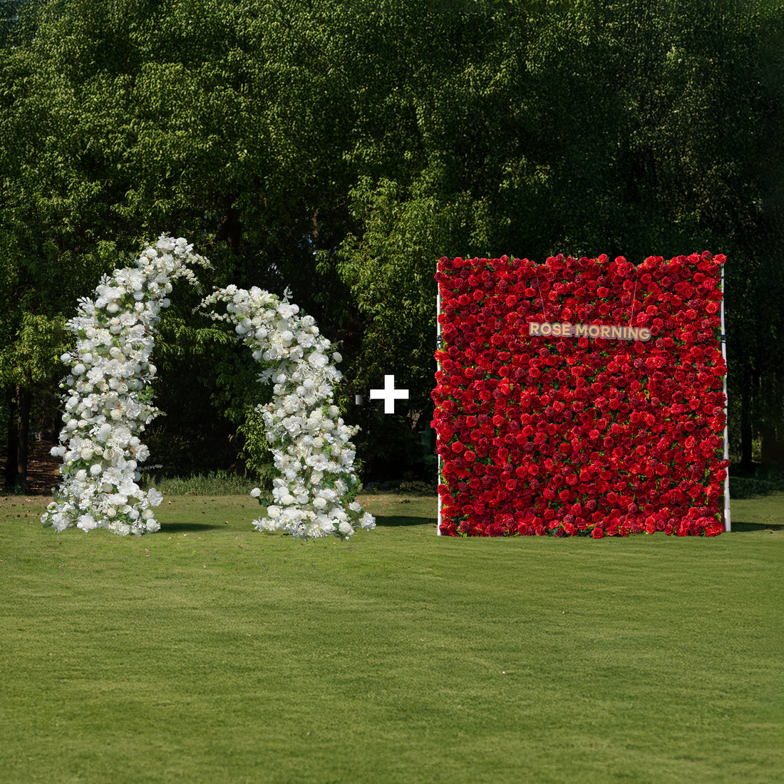 Bundle Sets Sadie Arch + Luna wall: Fabric Backdrop Artificial rolling up flower walls