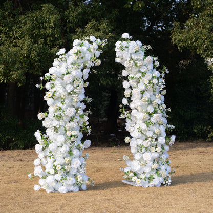 SaSa：2026 Elegant Floral Arch Backdrop White Roses Flower Arch for Wedding Party Event Decoration(Including Frame)