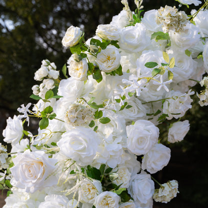 SaSa：2026 Elegant Floral Arch Backdrop White Roses Flower Arch for Wedding Party Event Decoration(Including Frame)