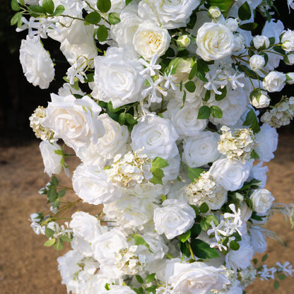 SaSa：2026 Elegant Floral Arch Backdrop White Roses Flower Arch for Wedding Party Event Decoration(Including Frame)