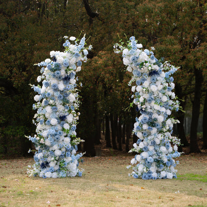 Sereth: Luxury Azure &amp; Cream Silk Rose Ground Arch Arrangement for Dreamy Seaside Weddings &amp; Romantic Aisle Decor